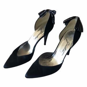 Garolini Bronson Pump Bow Black Silver 8 Vintage
